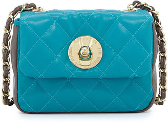 Moschino Borsa Quilted Faux-Leather Crossbody Bag, Turquoise/Taupe