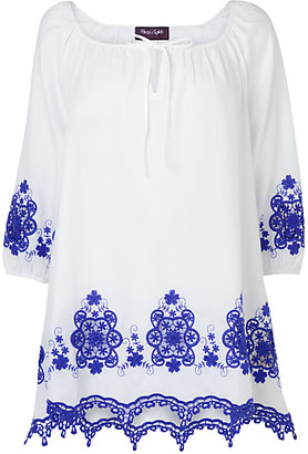View Collection Phase Eight Justine Blouse, Periwinkle/White
