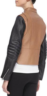 Alexander Wang Zip-Up Leather Moto Jacket, Truffle