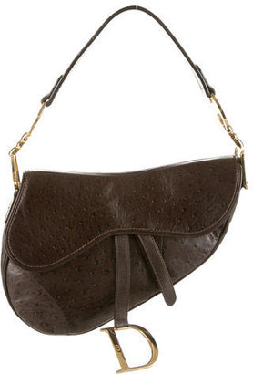 Christian Dior Ostrich Saddle Bag