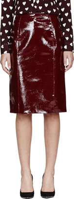 Burberry Red Patent Leather & Silk Skirt