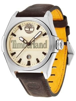 Timberland Men's dark brown 'back bay' leather strap watch