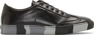 Comme des Garcons Shirt Black Leather & Greyscale Camo Sneakers