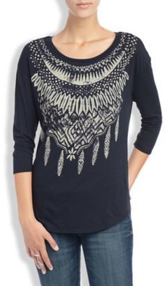 Lucky Brand Feather Necklace Tee