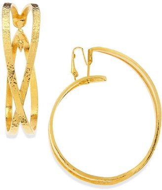 Jose & Maria Barrera 24k Gold Plated X Hoop Clip-On Earrings