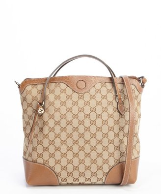Gucci beige and brown GG coated canvas 'Bree' top handle bag