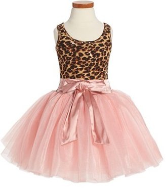 Ooh! La Ooh! La, La! Couture 'Leopard Blush' Tie Bow Dress (Toddler Girls, Little Girls & Big Girls)