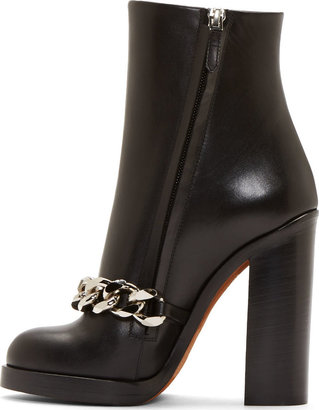 Givenchy Black Leather Silver Chain Mirta Boots