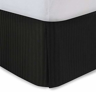 Harmony Lane Tailored Bedskirt with 18" Drop, Twin XL, Black Sateen Stripe Bed Skirt with Split Corners (Available in All Sizes and 10 Colors)