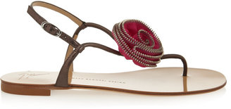 Giuseppe Zanotti Carolina roseette-embellished metallic leather sandals