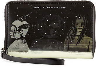 Marc by Marc Jacobs Space Techno  Wingman Lenticular-Print Smartphone Wristlet, Black