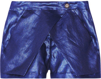 Zero Maria Cornejo Cargo wrap-effect coated linen shorts