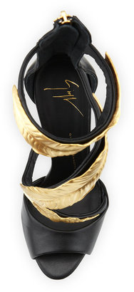 Giuseppe Zanotti Strappy Sandal with Gold Leaves