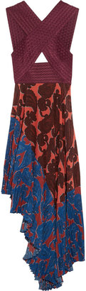 Stella McCartney Caroline asymmetric printed silk and crepe dress