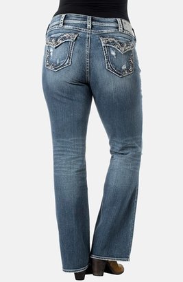 Silver Jeans Co. 'Suki' Embroidered Pocket Bootcut Jeans (Indigo) (Plus Size)
