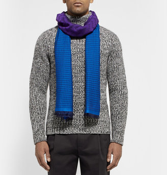 Etro Houndstooth Wool and Silk-Blend Scarf