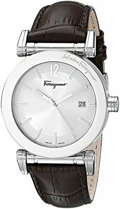 Ferragamo Men's FP1940014 Salvatore Stainless Steel Watch with Brown Leather Band