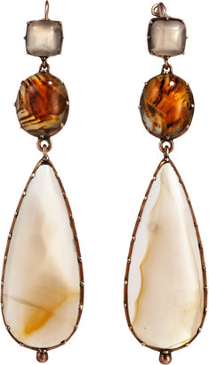 Olivia Collings Antique Jewelry Brown Agate Long Drop Earrings