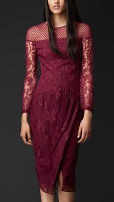 Burberry Contrast Embroidered Lace Dress