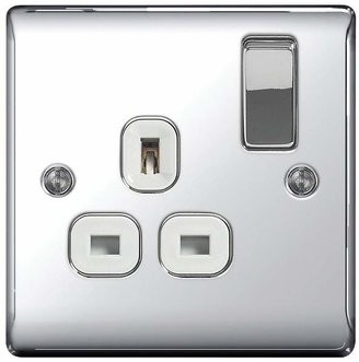 Equipment British General Electrical Raised 1g Switched Socket (13 Amp) - Polished Chrome