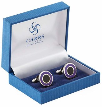 Carrs of Sheffield Silver Round Enamelled Sterling Silver Cufflinks