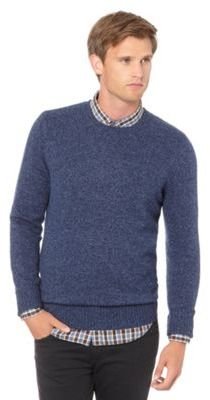 J by Jasper Conran Big and tall designer blue wool blend crew neck jumper