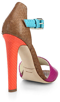 Brian Atwood Iosy Colorblock Snakeskin Sandals