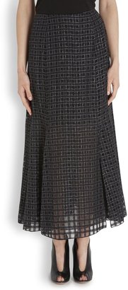 Theory Black devoré wool blend maxi skirt