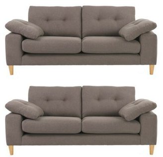 Debenhams Set of 2 small dark grey 'Turner' sofas with light wood feet