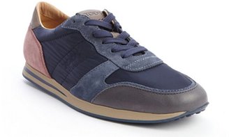 Tod's blue and pink leather and suede and nylon sneakers