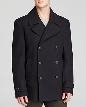 Tumi Double-Breasted Stretch Wool Peacoat