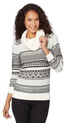 The Collection Cream fairisle hairy knitted jumper