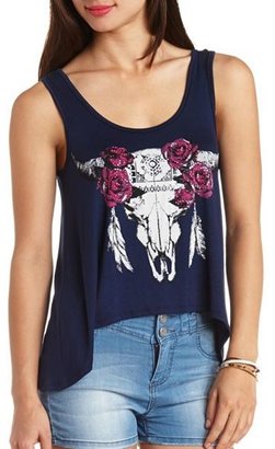 Charlotte Russe Embellished Skull Graphic Swing Tank Top