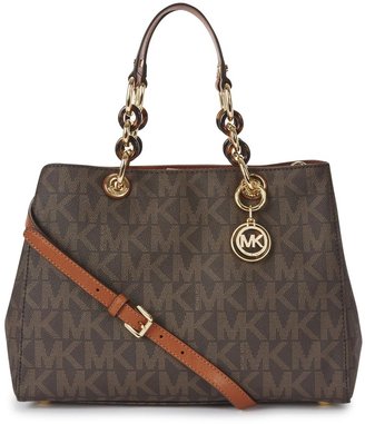 Michael Kors Cynthia brown grained leather tote