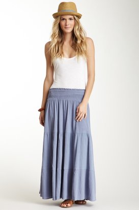 Chaudry Tiered Solid Maxi Skirt
