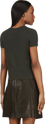 Calvin Klein Collection Deep Green Leather & Cashmere Michelle T-Shirt