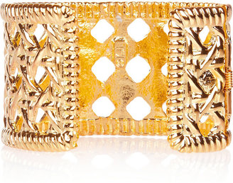 Kenneth Jay Lane Woven-effect gold-plated cuff