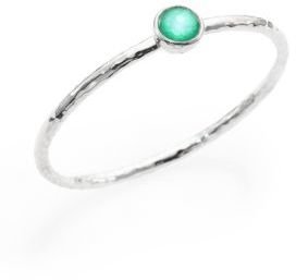 Ippolita Wonderland Mint Mother-Of-Pearl, Clear Quartz & Sterling Silver Hinged Bangle Bracelet