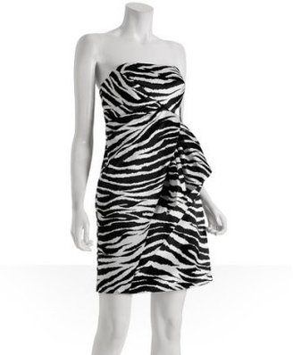 ABS by Allen Schwartz black white zebra printed sateen dress