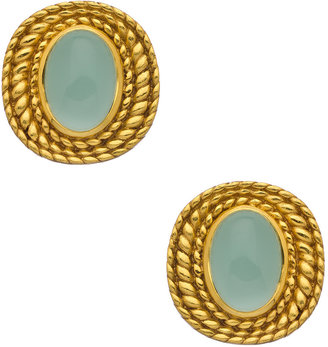 Isabella Collection Julie Vos sabella Gold and Aqua Chalcedony Clip-On Earrings
