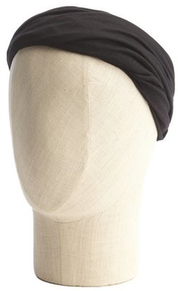 Plush black cotton blend slouchy jersey open headband