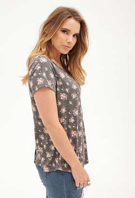 Forever 21 FOREVER 21+ Heathered Rose Print Tee
