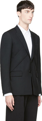 Givenchy Black Wool Angled-Belt Blazer