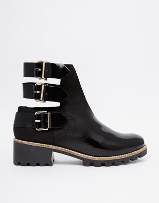 Miista Cecilia Buckle Cut Out Flat Ankle Boots