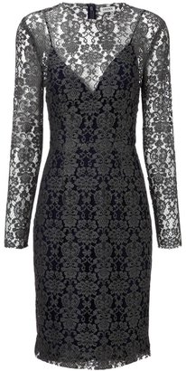 L'Agence Charcoal Lace Overlay Dress