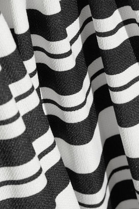Tibi Mesh-trimmed striped woven dress