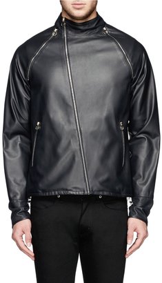 Removable sleeve leather biker jacket