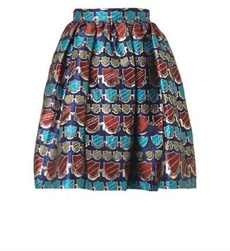 House of Holland Crest-jacquard dirndl skirt