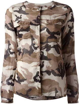 0039 Italy camouflage print collarless shirt