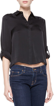 Alice + Olivia Sharon Cropped Button-Down Blouse